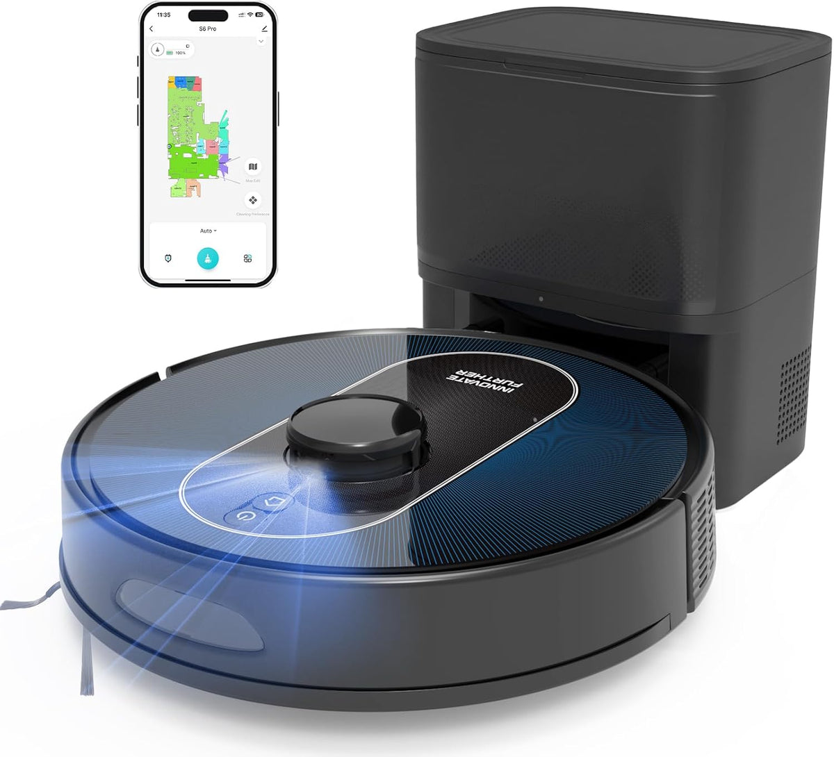 Robot Vacuum and Mop Combo, 6000Pa Powerful Suction, LiDAR, Self-Emptying