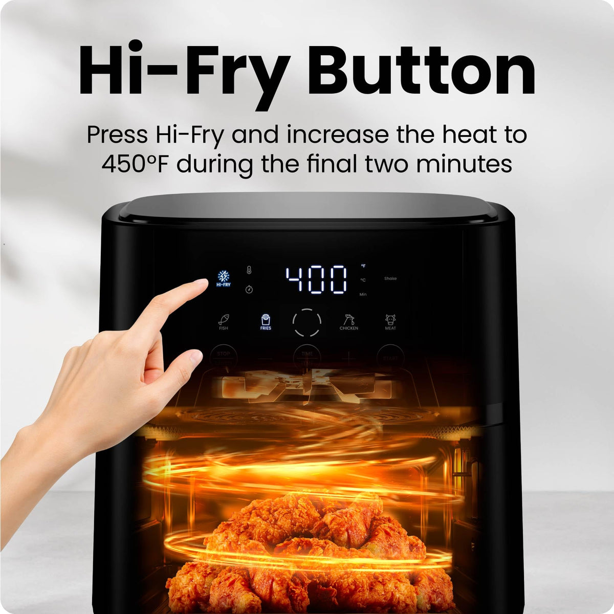 Chefman Air Fryer – 6 QT Compact Airfryer for Quick & Easy Meals, Features Hi-Fry Technology for Extra Crisp, Easy-View Window, Touch Controls with 4 Presets, Nonstick & Dishwasher Safe Basket - Black