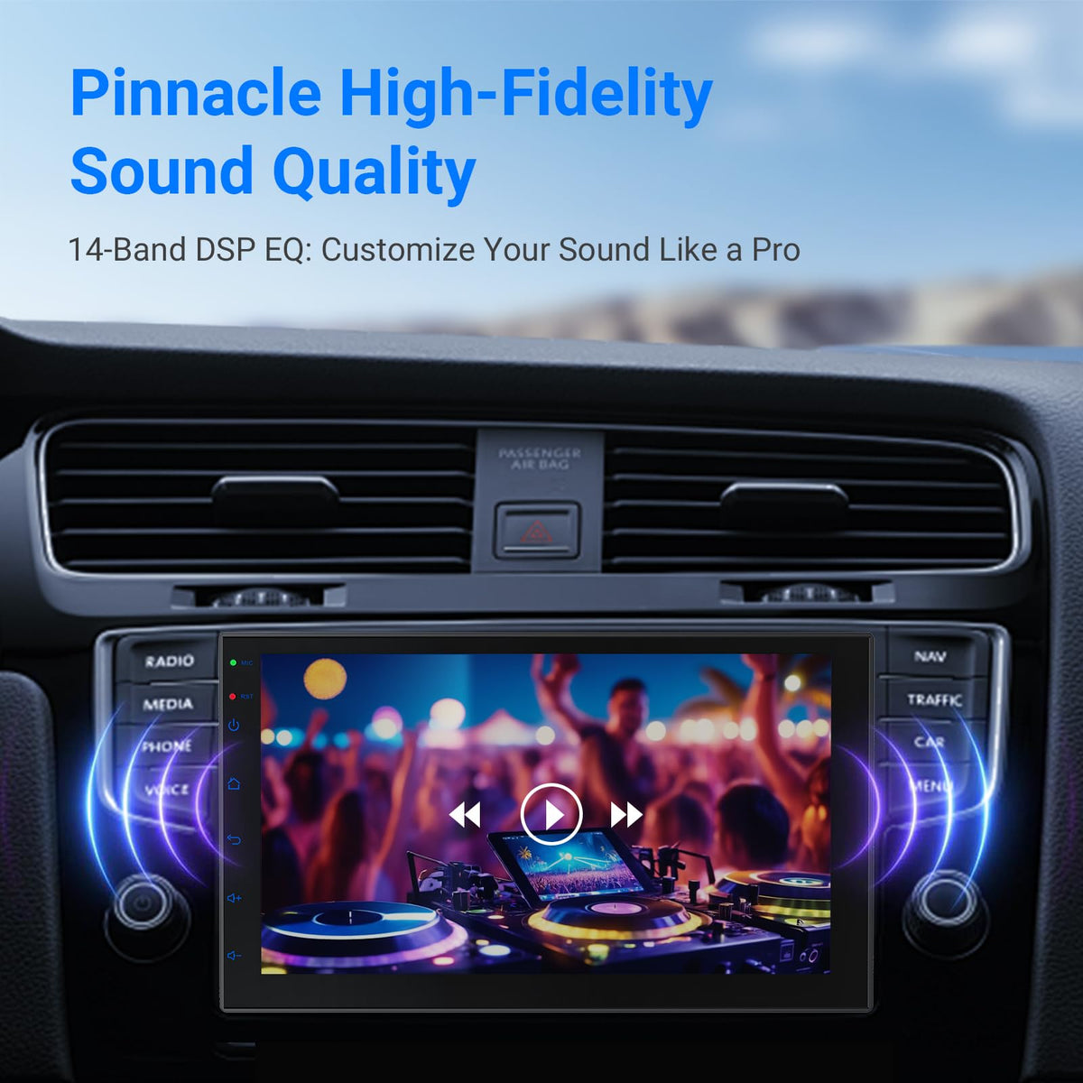 Haudio 7 Inch Double Din Car Stereo with Wireless Apple CarPlay & Android Auto, 2+32G Android 13 Car Radio, Bluetooth, GPS Navigation, FM AM RDS, IPS Touchscreen, Backup Camera Ready