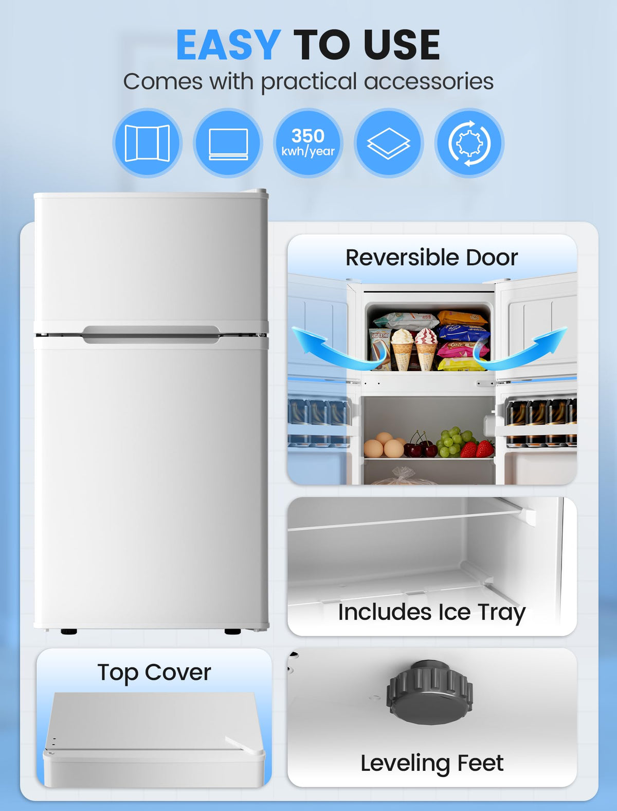COWSAR 4.5 Cu.Ft Mini Fridge With Freezer for Bedroom Office, Black