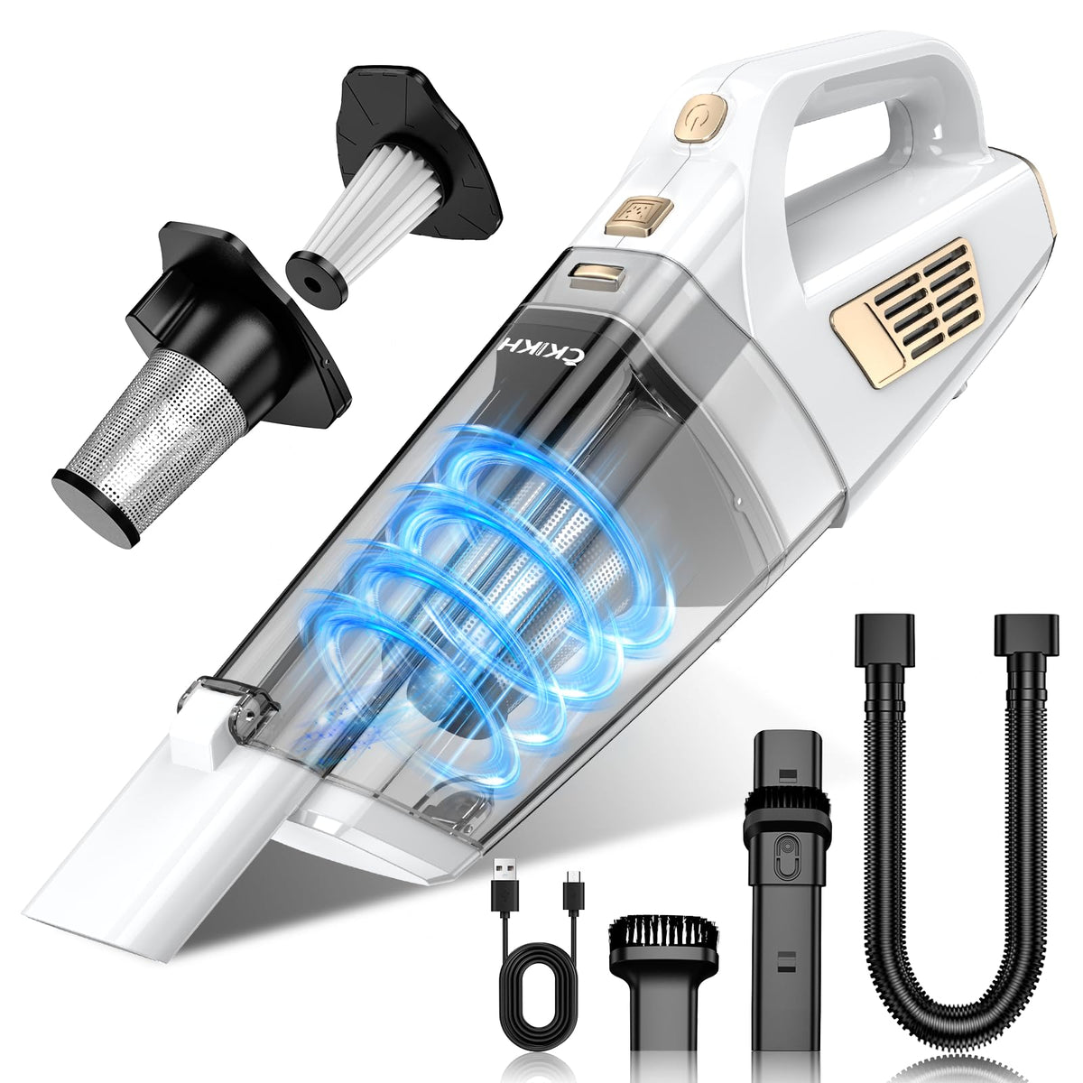 CKIKH Handheld Vacuum Cordless, 15000PA Hand Held Car Vacuum Cleaner