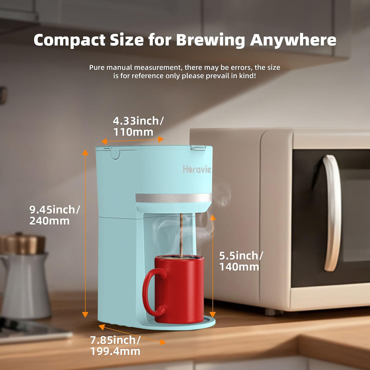 Small Single Serve Coffee Maker for K Cup and Grounds with One Button