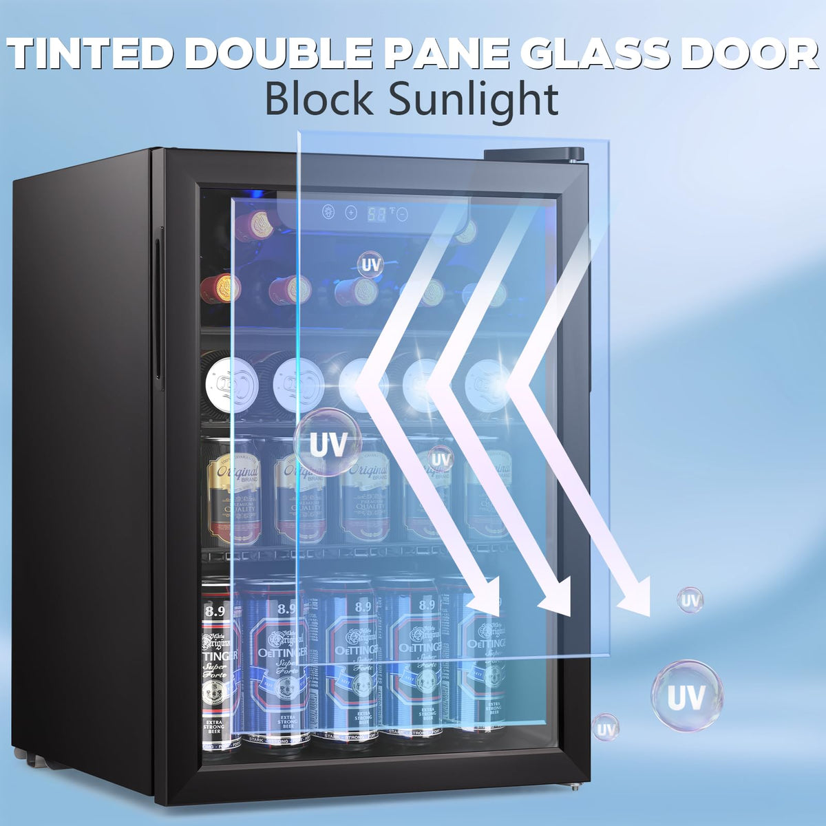 Electactic Mini Fridge 130 Can Beverage Refrigerator Cooler, 3.2 Cu.Ft Drink Fridge forSoda Wine Beer, Digital Temperature Control Cooler for Home, Dorm, Bar