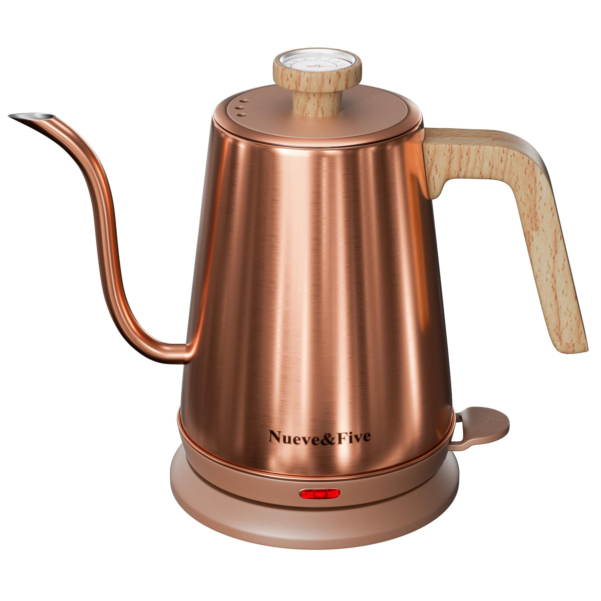 Nueve&Five Electric Gooseneck Kettle with Thermometer, 1.0L Pour Over Hot Water Kettle for Coffee and Tea, 1000W, Auto Shutoff, Boil-Dry Protection, Matte Black