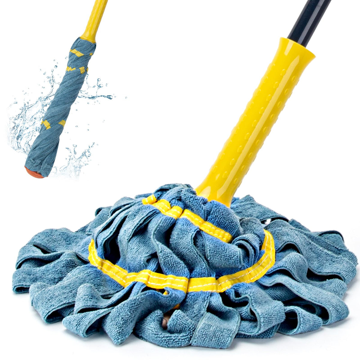 Self-Wringing Twist Mops for Floor Cleaning, Microfiber Floor mop with 57 " Long Handle, Easy Wringing Mop for Hardwood Commercial Household Clean