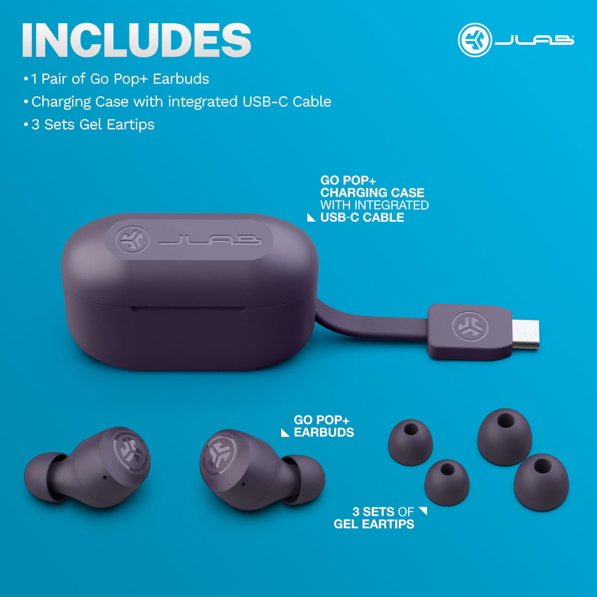 JLab Go Air Pop+ Earbuds, Dual Connect, EQ3 Sound, Mint Green