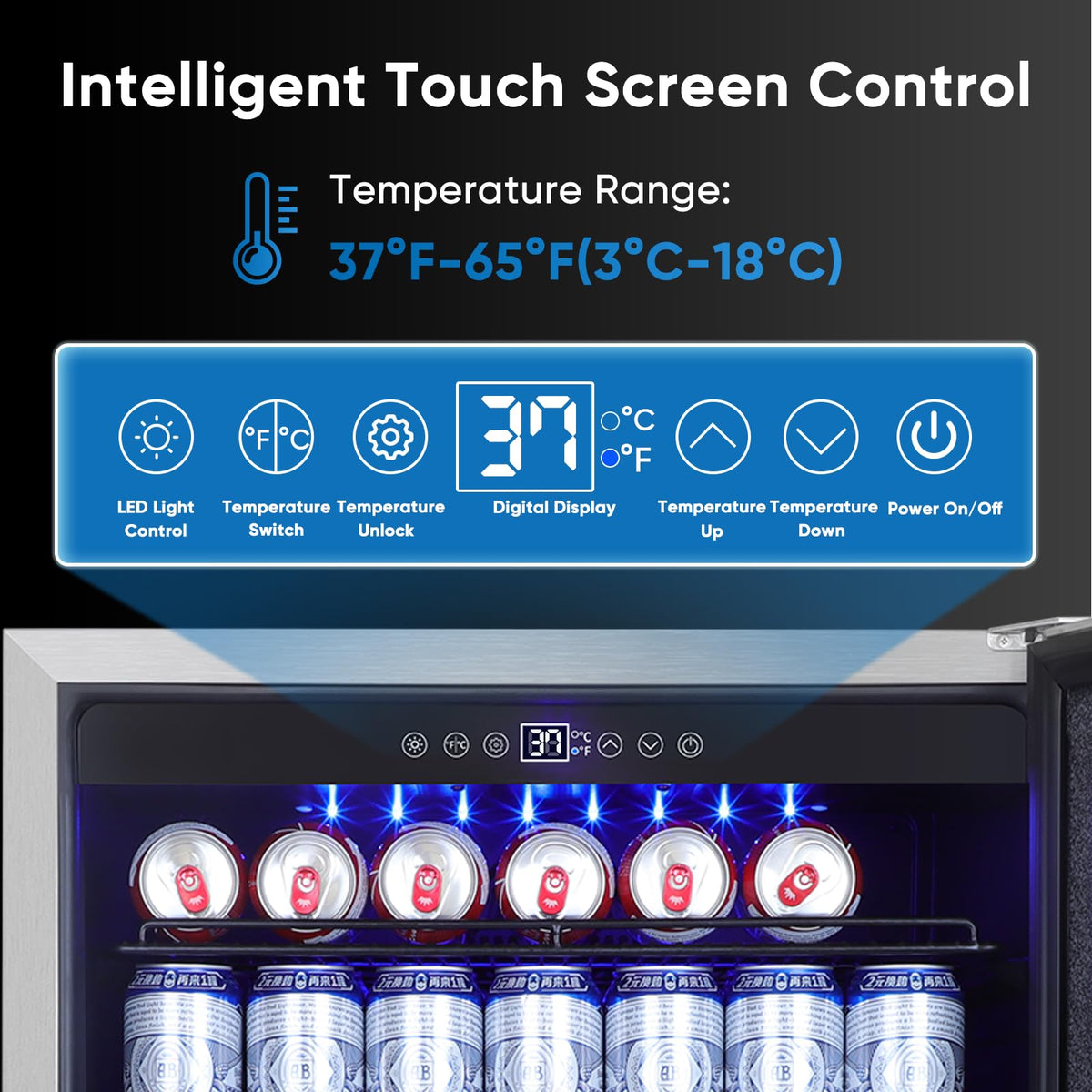 Beverage Refrigerator Cooler, 120 Can Mini Beverage Fridge with Reversible Glass Door for Soda Beer, 3 Cu.Ft Drink Fridge with Digital Temperature Control & Adjustable Shelves - Silver