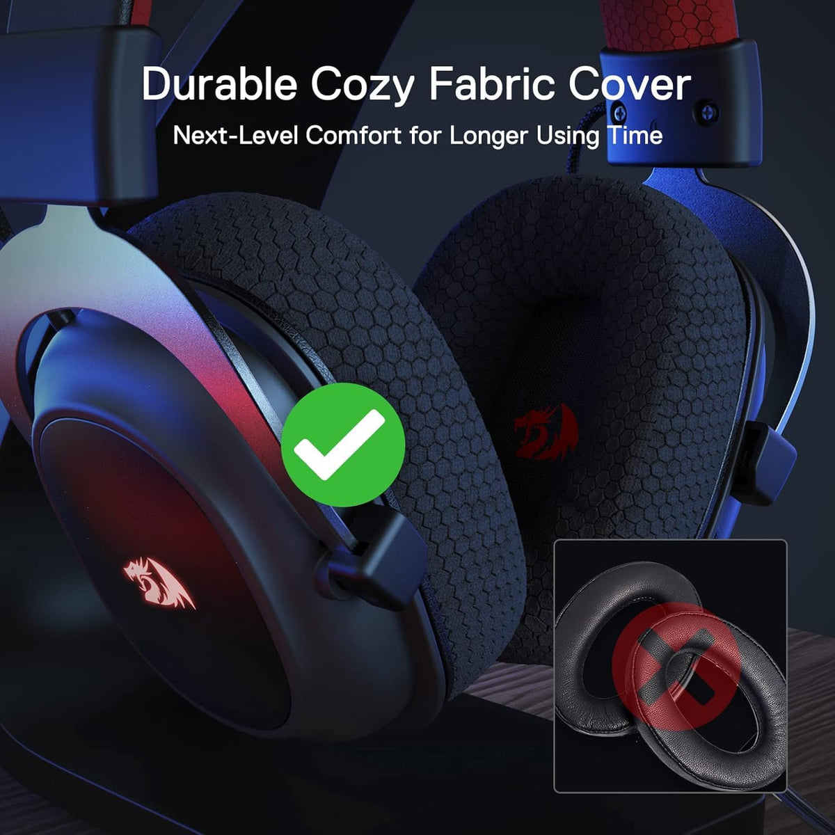 Redragon H510 Zeus Wired Gaming Headset - 7.1 Surround Sound - Memory Foam Ear Pads - 53MM Drivers - Detachable Microphone, Works for Multi-Platforms PC, PS4/3 & Xbox One/Series X, NS