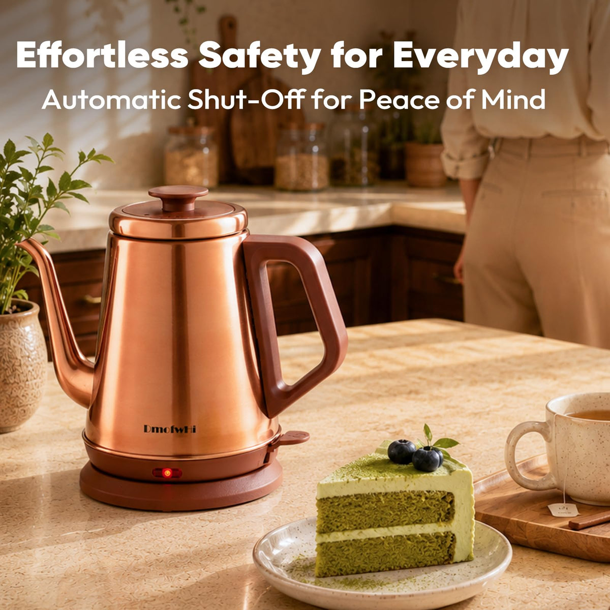 DmofwHi Gooseneck Electric Kettle(1.0L), 100% Stainless Steel BPA Free Classic Pour Over Coffee Kettle | Tea Kettle - Green