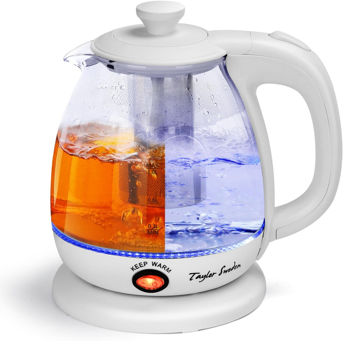 Taylor Swoden Electric Kettle With Tea Infuser, 1L, White