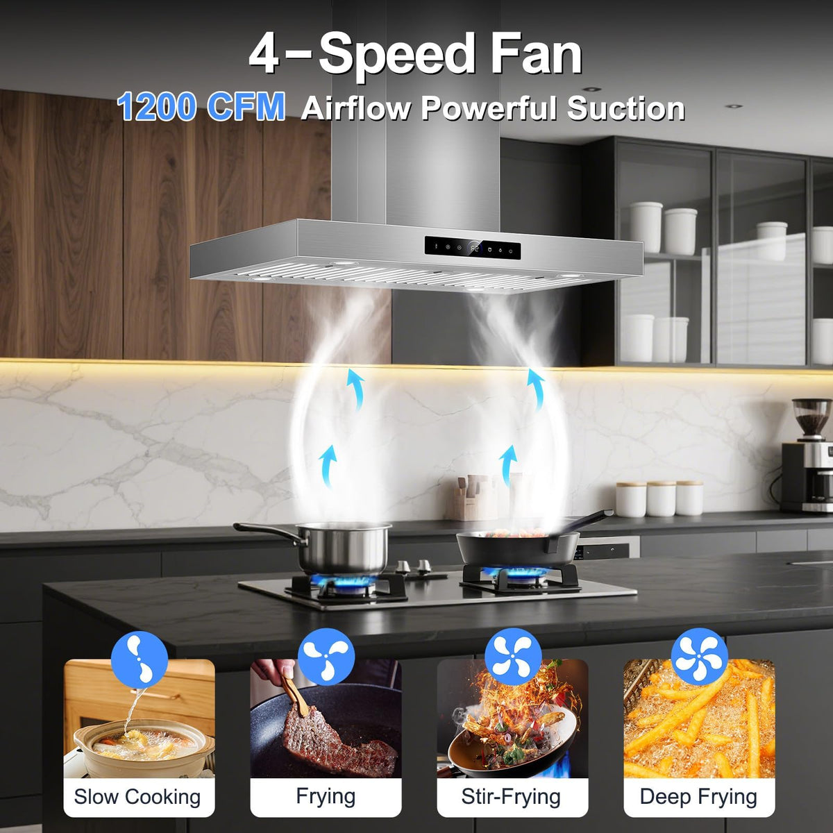 30 inch Under Cabinet Range Hood 1200 CFM Stainless Steel Vent Hoods