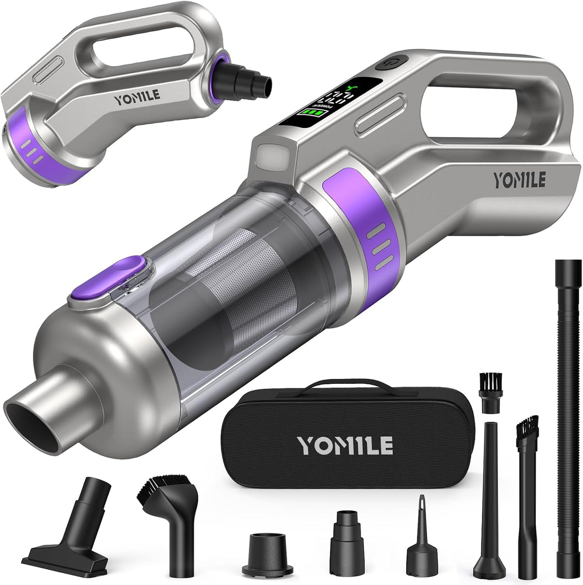 Yomile Mini Car Vacuum & Air Duster, 35000PA Brushless Handheld Vacuum