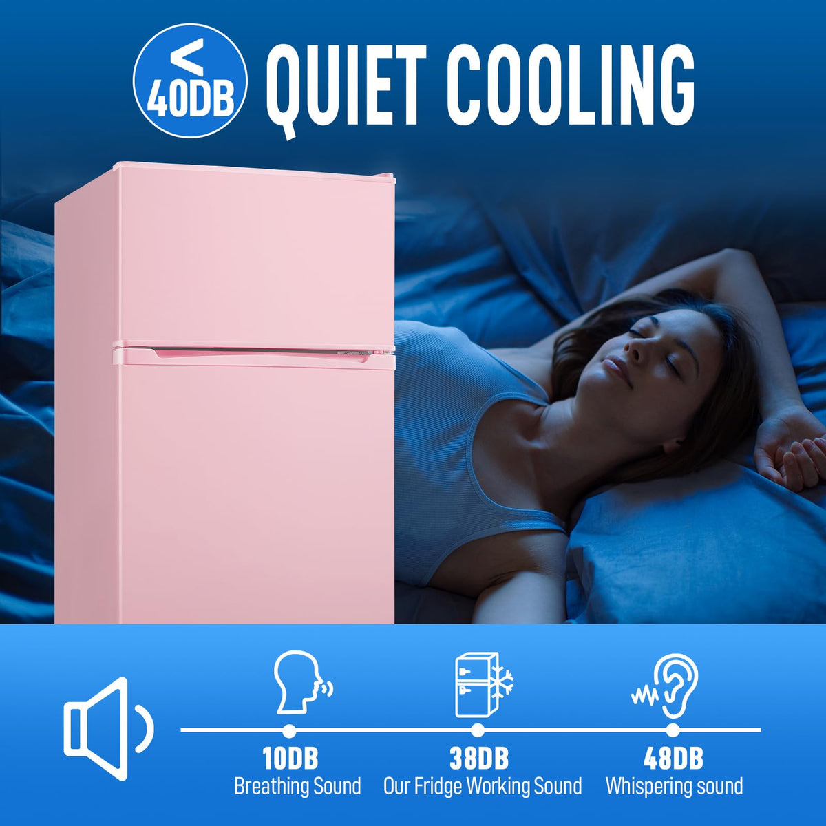 Mini Fridge with Freezer, 3.5 cubic feet 2- Doors Small Refrigerator Features 7 Gear Mechanical Control, Side Bottle Rack, Ideal for Dorm, Kitchen, Apartment, Office, Silver