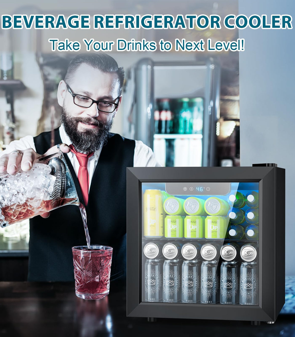Electactic Mini Fridge 130 Can Beverage Refrigerator Cooler, 3.2 Cu.Ft Drink Fridge forSoda Wine Beer, Digital Temperature Control Cooler for Home, Dorm, Bar