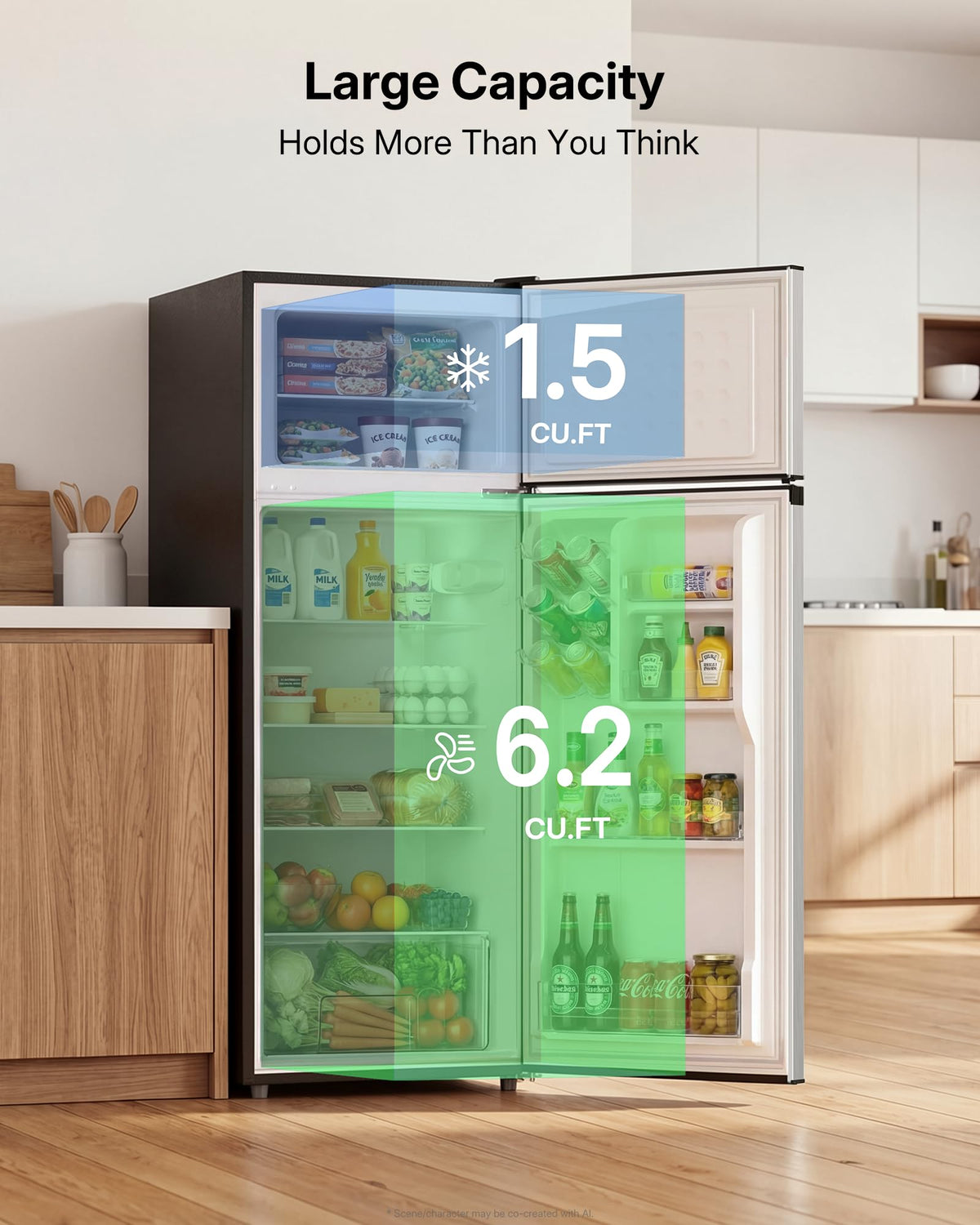 Upstreman 7.7 Cu.Ft. Refrigerator with Freezer Double Door Fridge