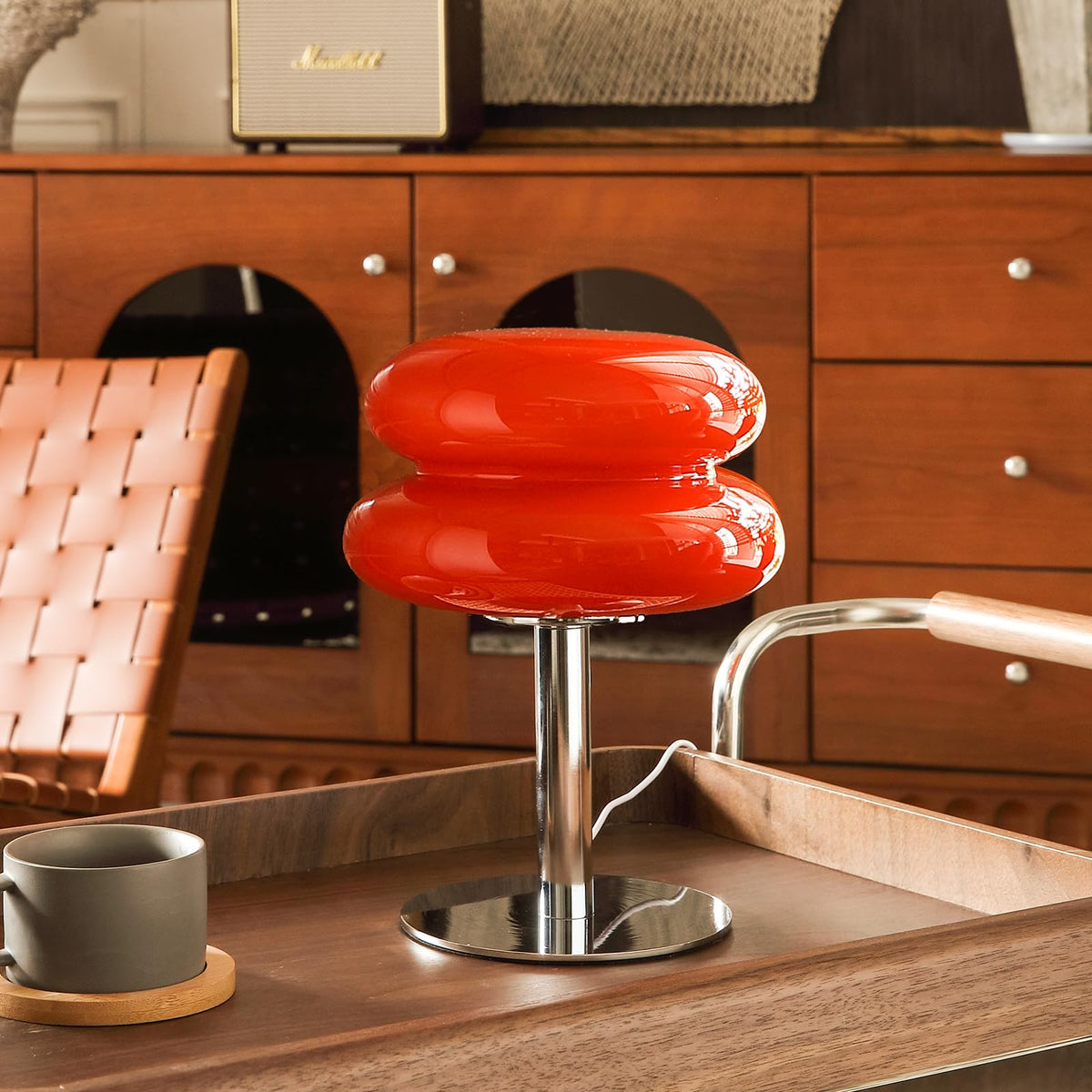 Glivpny Mushroom Lamp Table Lamp, Mid Century Modern Bedroom Lamps(Orange)