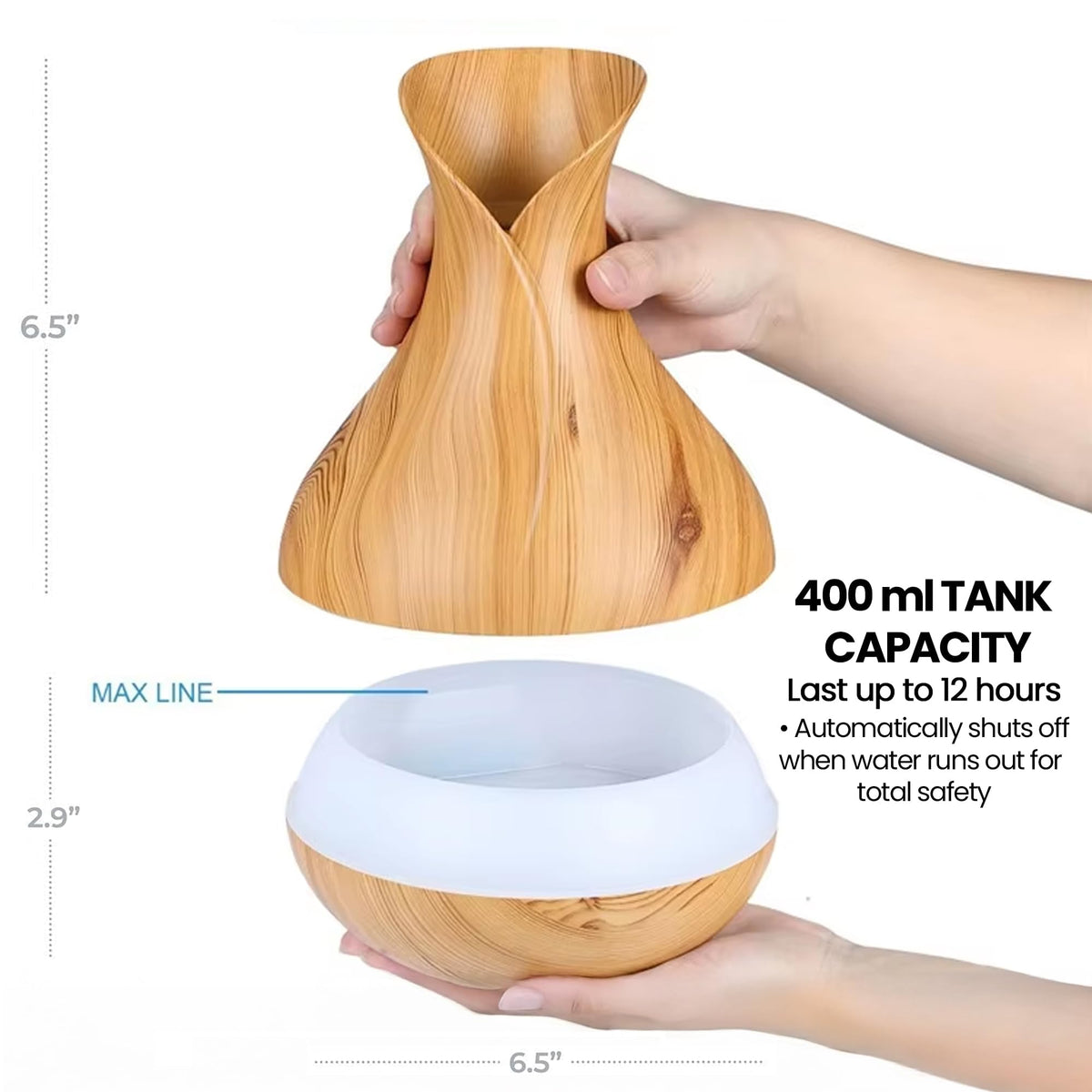 Sierra Modern Home Smart WiFi Humidifier - Aromatherapy Essential Oil Diffusers with App Control & Voice Control - Works with Alexa & Google Home - 400ml Ultrasonic Diffuser & Humidifier - Dark Brown