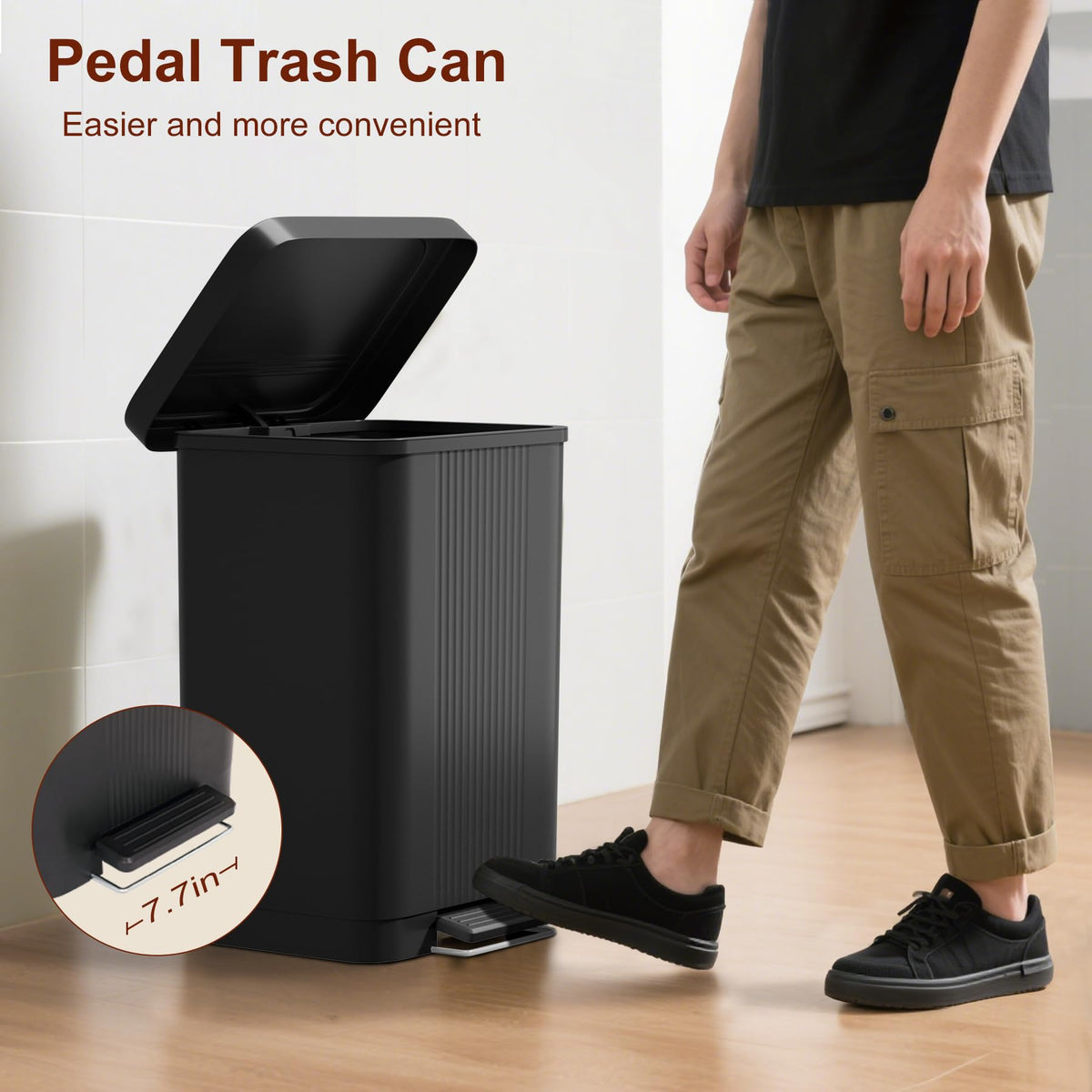 PayLessHere | 13G Trash Can with Lid | Steel | Removable Inner Bucket