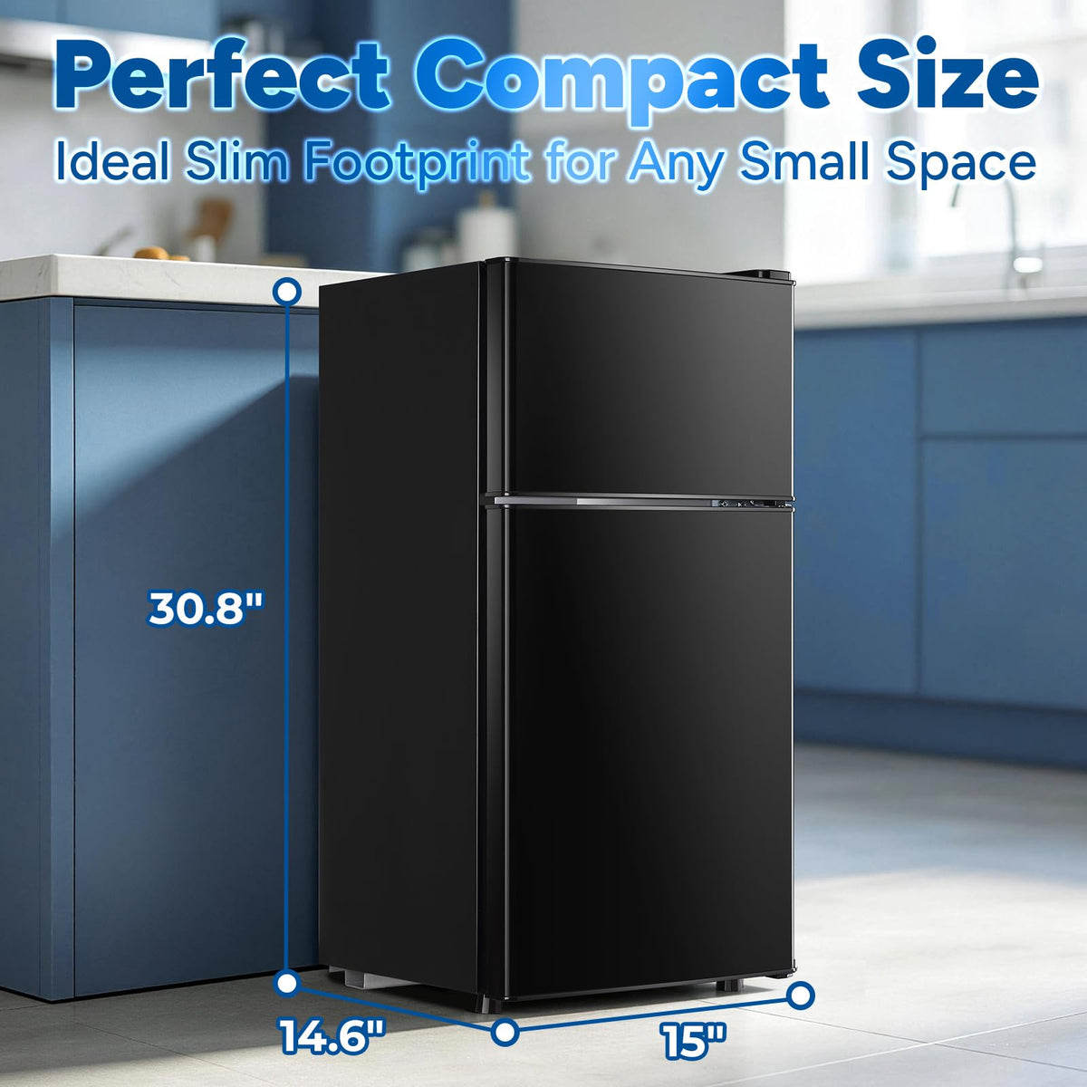 2.4 Cu.Ft Small Refrigerator with Freezer Dorm Mini Fridge Removable Plastic Shelves Ideal for Home, Office,Dormitory Silver