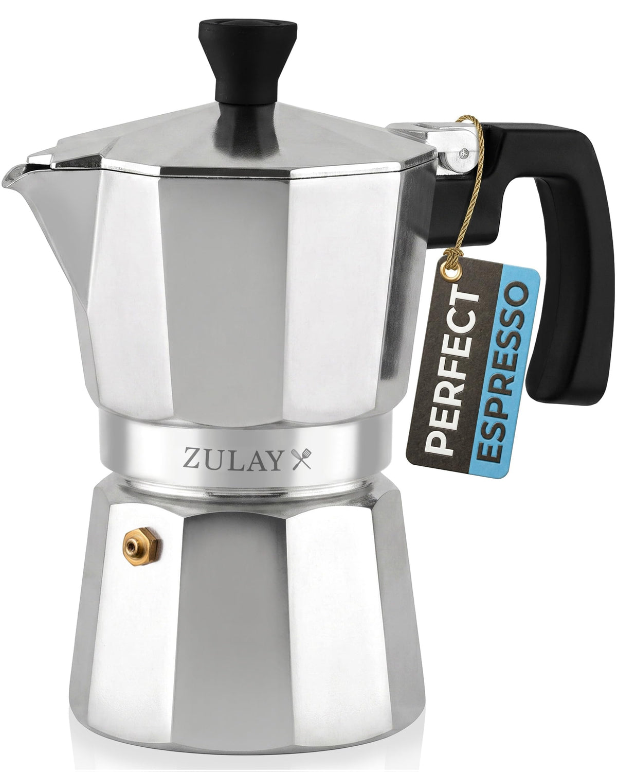 Zulay Moka Pot Espresso Stovetop Coffee Maker - Leak-Proof, Stainless Steel, Easy to Clean, Heat Resistant Handle & Knob - for Authentic Cuban & Italian Style Espresso - Makes 6 Espresso Cups - Red