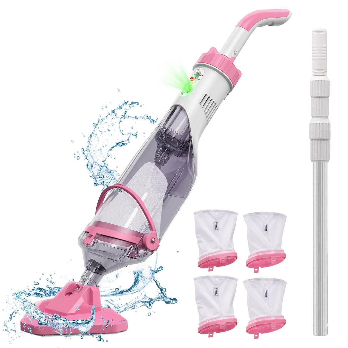 Enhulk Rechargeable Handheld Cordless Pool Vacuum for Above Ground Pool and Inground Pool, 60-Minute Runtime,Powerful Suction up to 18.5 gallons/min, Efficient Leaf and Debris Removal, PC10 Pro