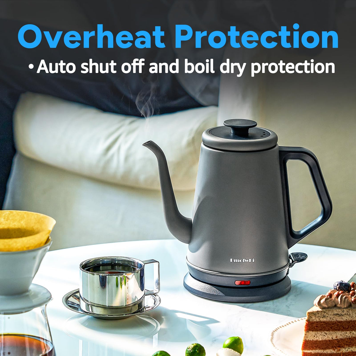 DmofwHi Gooseneck Electric Kettle(1.0L), 100% Stainless Steel BPA Free Classic Pour Over Coffee Kettle | Tea Kettle - Green