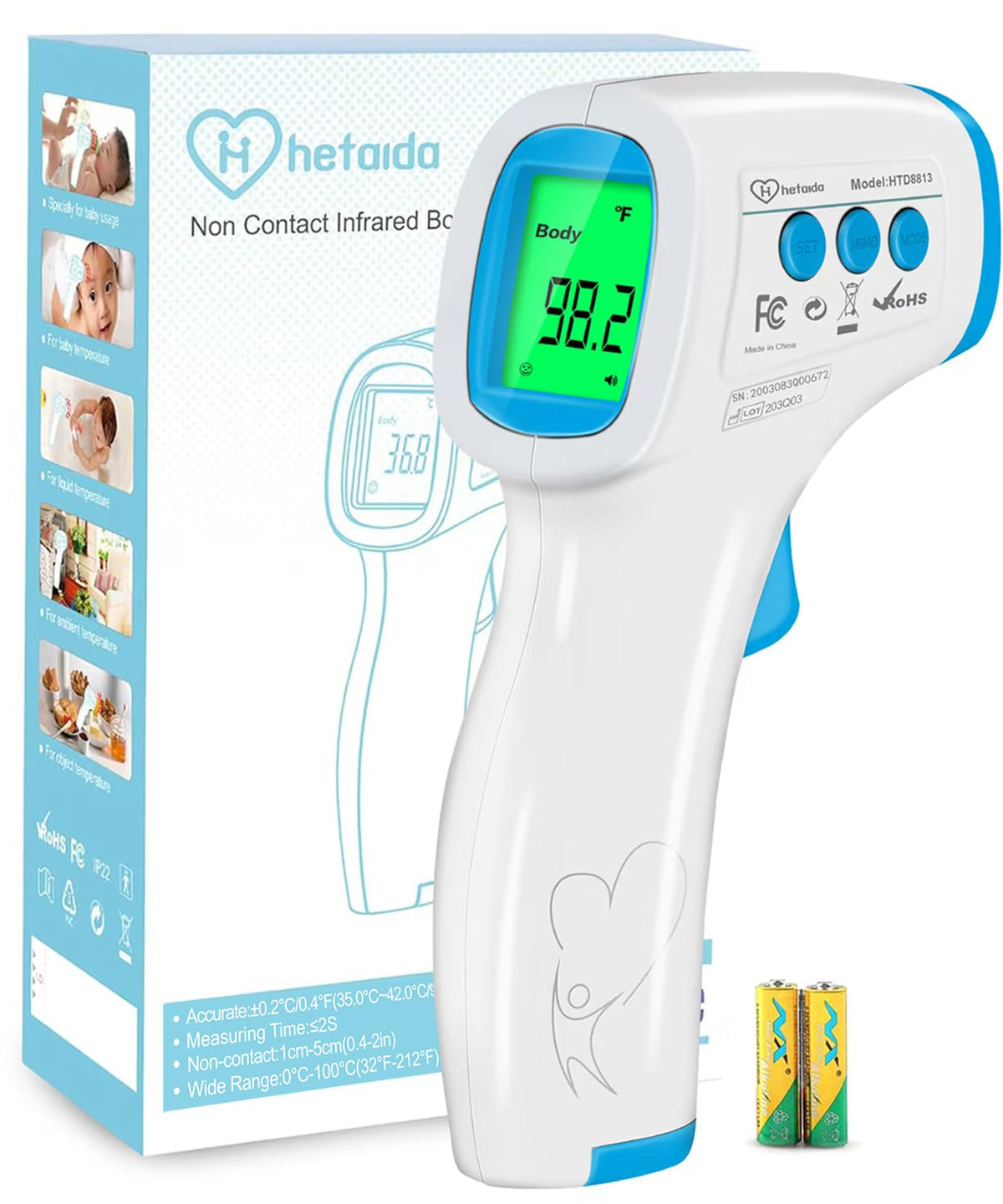 Digital Thermometer for Adults and Kids, No Touch Forehead Thermometer