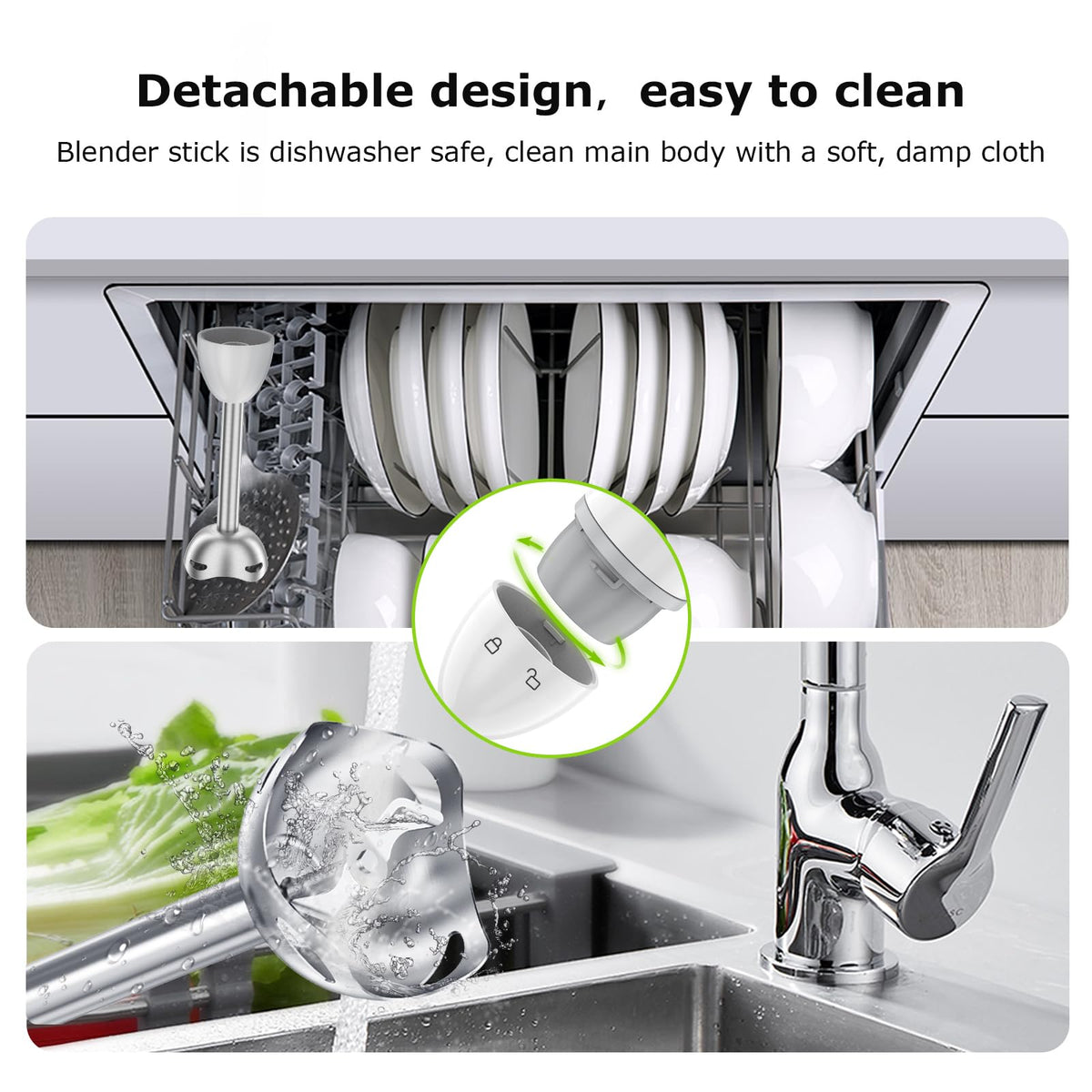 Bonsenkitchen Immersion Hand Blender, Smoothie, Puree, Baby Food