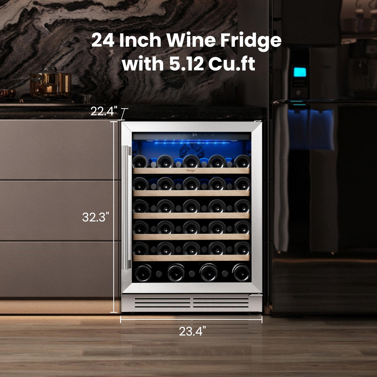 Yeego 24 Inch Dual Zone Wine Fridge with 52 Bottle
