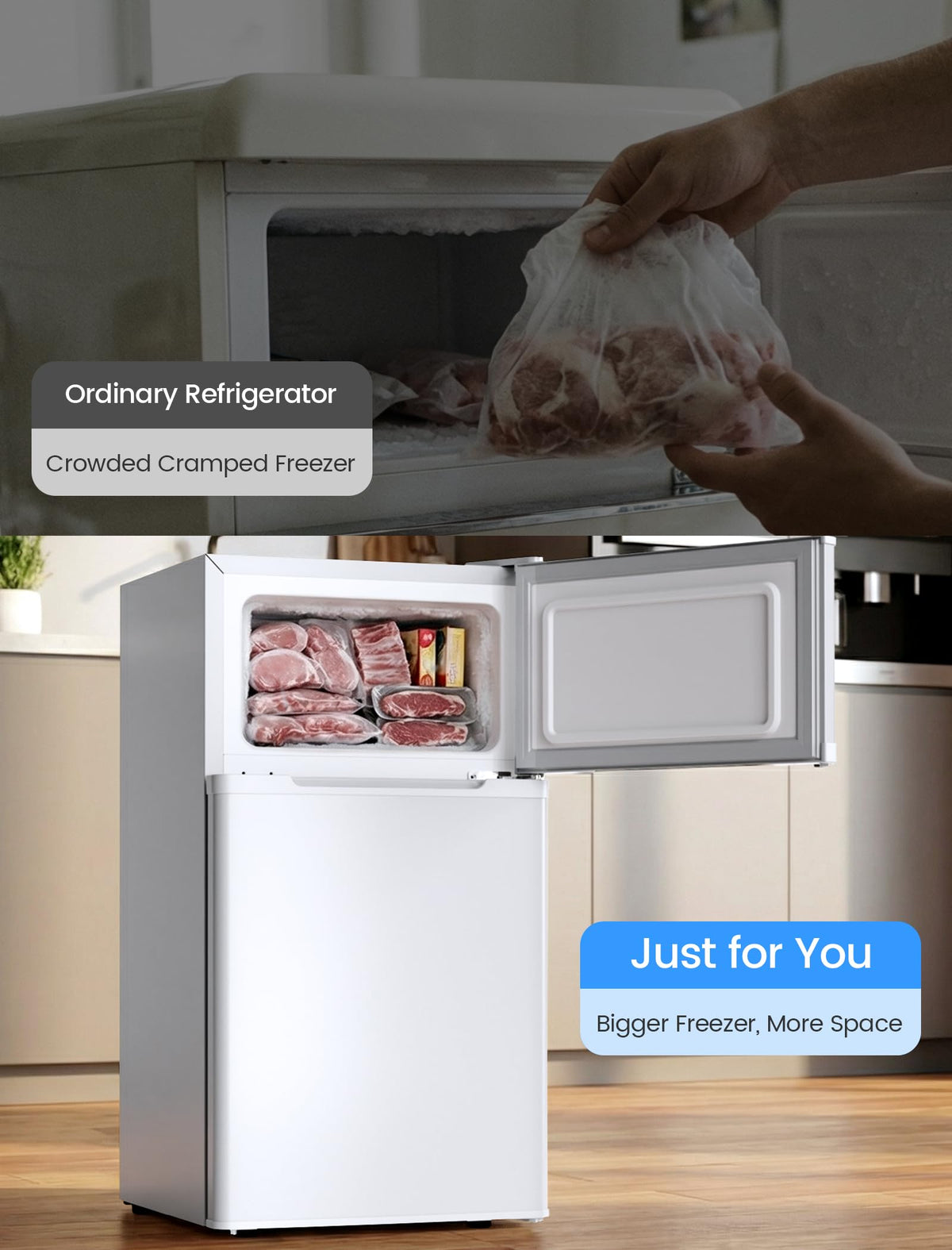 COWSAR 4.5 Cu.Ft Mini Fridge With Freezer for Bedroom Office, Black