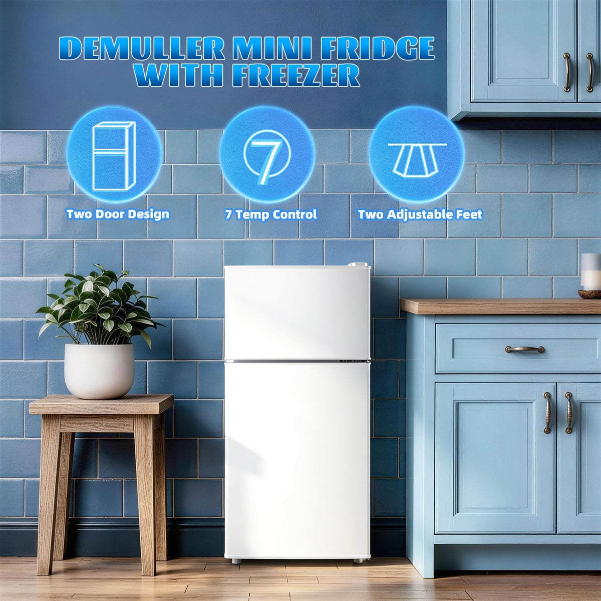 45L Personal Double‑Door Mini Fridge With Freezer, Pink