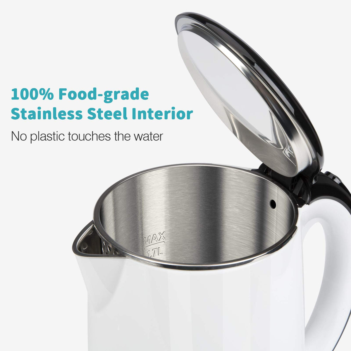 Secura Original Stainless Steel Double Wall Electric Water Kettle 1.8 Quart with Auto Shut-Off & Boil-Dry Protection, Dark Purple SWK-1701DP/HB-3227B