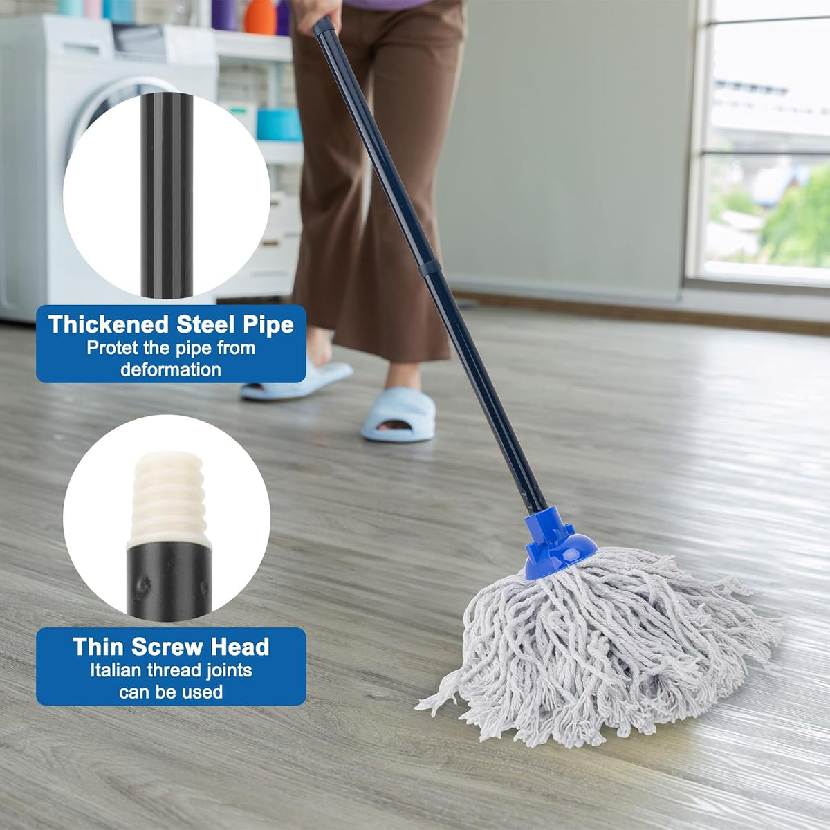 KeFanta Mop for Floor Cleaning,2 Pcs Cotton String Wet Replacement Head