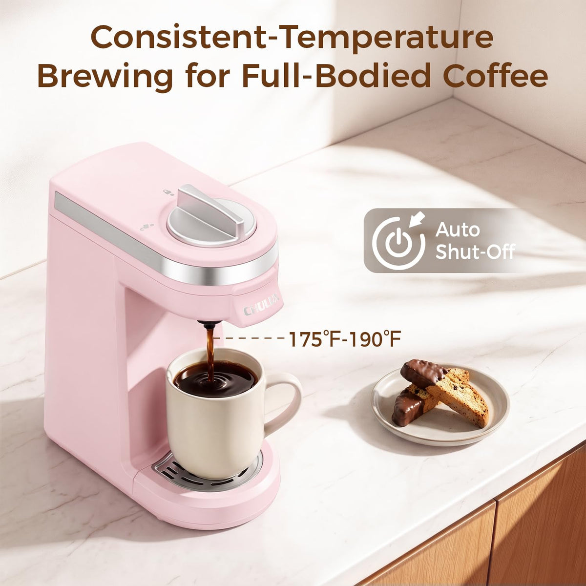 CHULUX Single Serve Coffee Maker for K Cup Pod, Fast-Heating System, Black