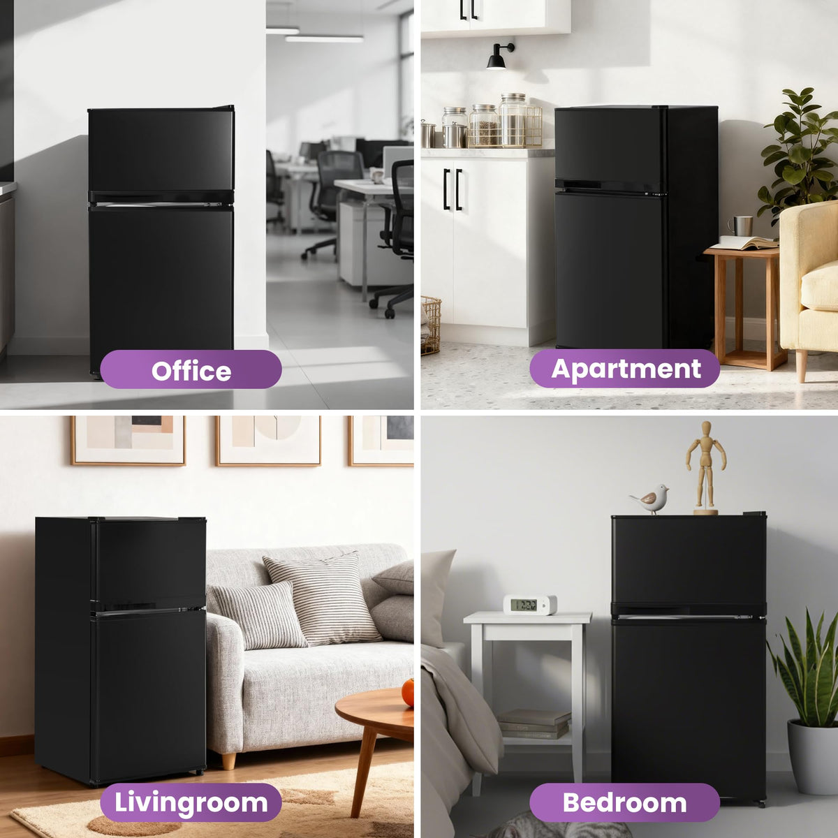 3.6 Cu.Ft Mini Fridge with Freezer for Dorm Office, Silver