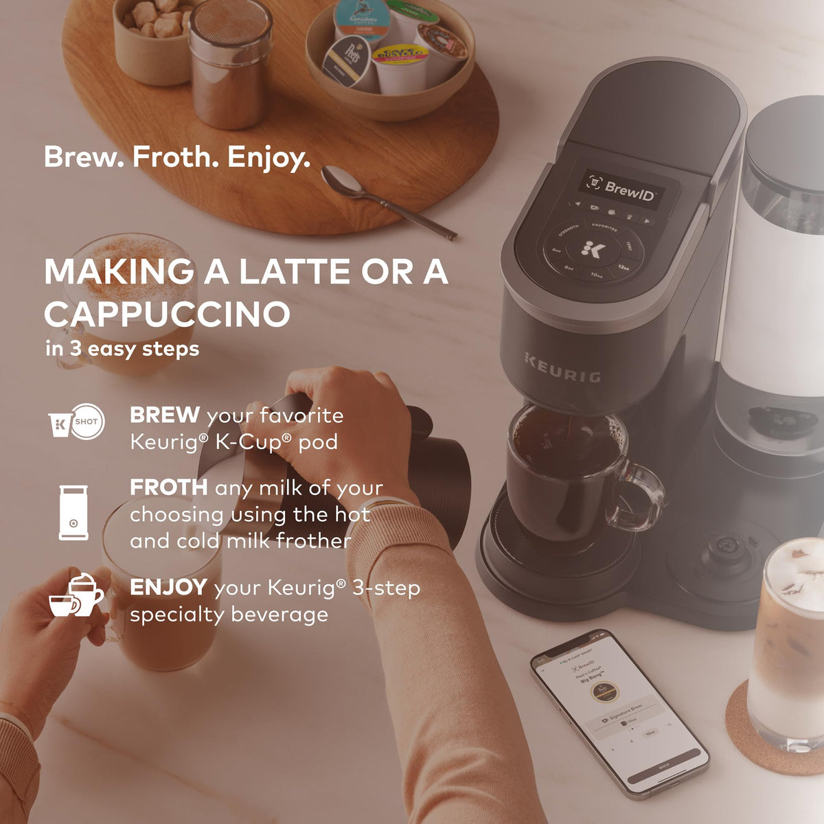 Keurig K-Cafe Single-Serve K-Cup Coffee Maker, Dark Charcoal