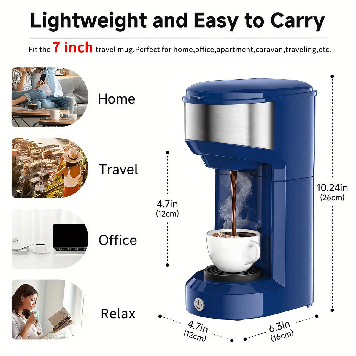 Single Serve Coffee Maker, Small K Pod&Ground Coffee Machine