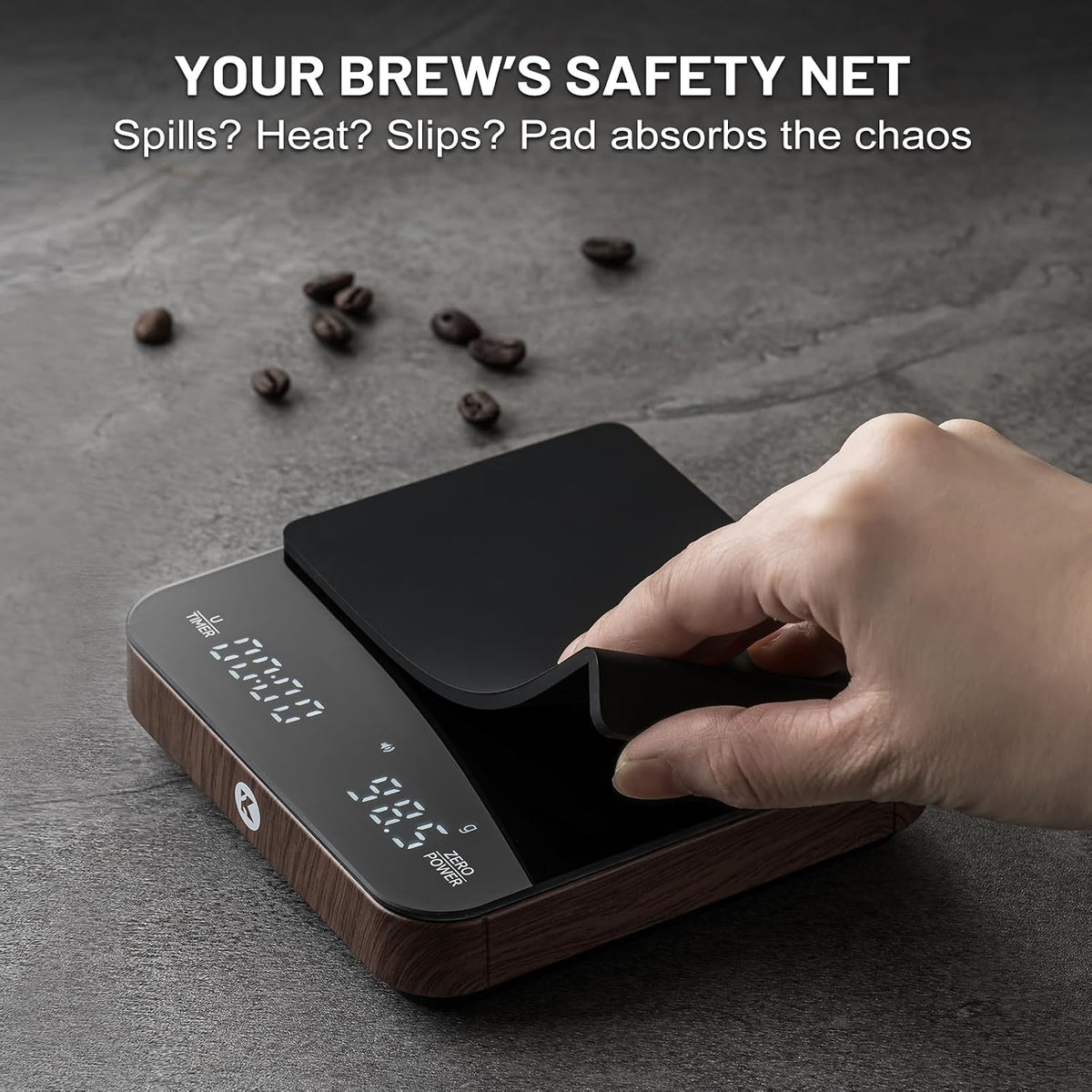 KitchenTour Coffee Scale with Timer, Small Espresso Scale 0.1g/2kg, Wood