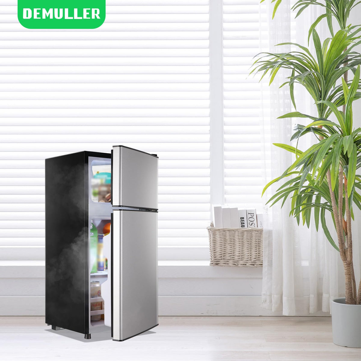 45L Personal Double‑Door Mini Fridge With Freezer, Pink