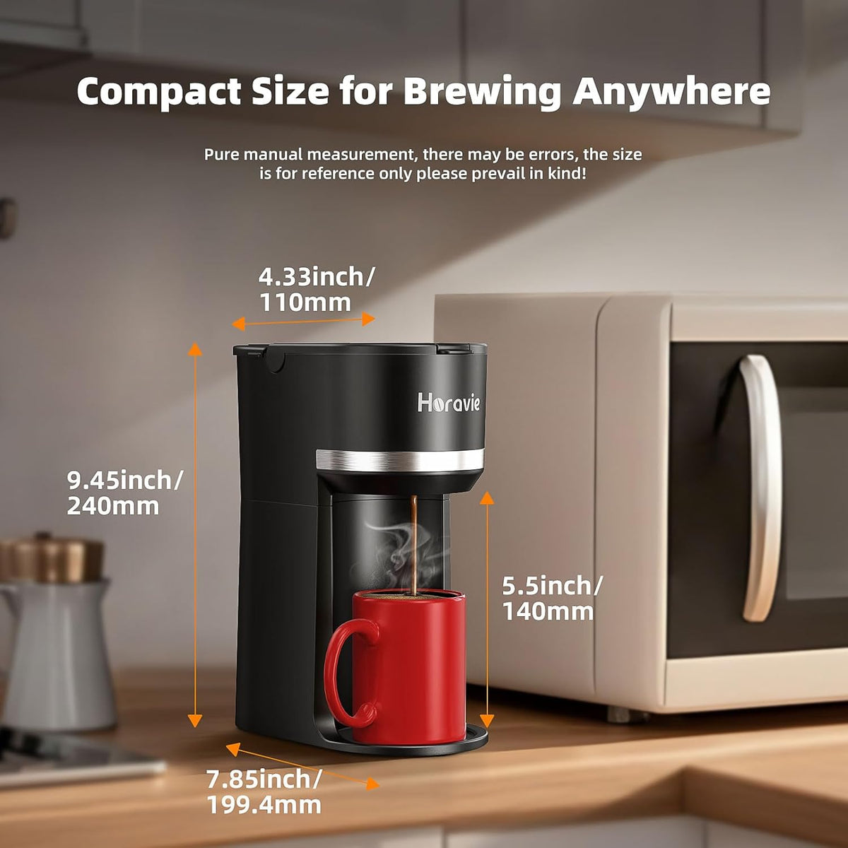 Small Single Serve Coffee Maker for K Cup and Grounds with One Button