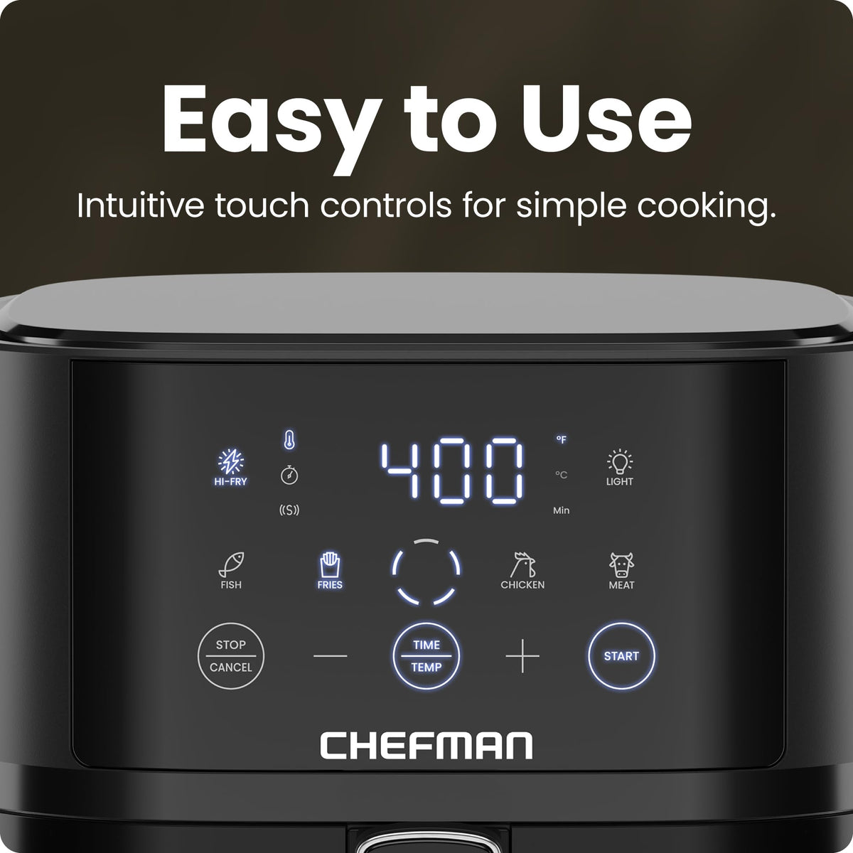 Chefman Air Fryer – 6 QT Compact Airfryer for Quick & Easy Meals, Features Hi-Fry Technology for Extra Crisp, Easy-View Window, Touch Controls with 4 Presets, Nonstick & Dishwasher Safe Basket - Black