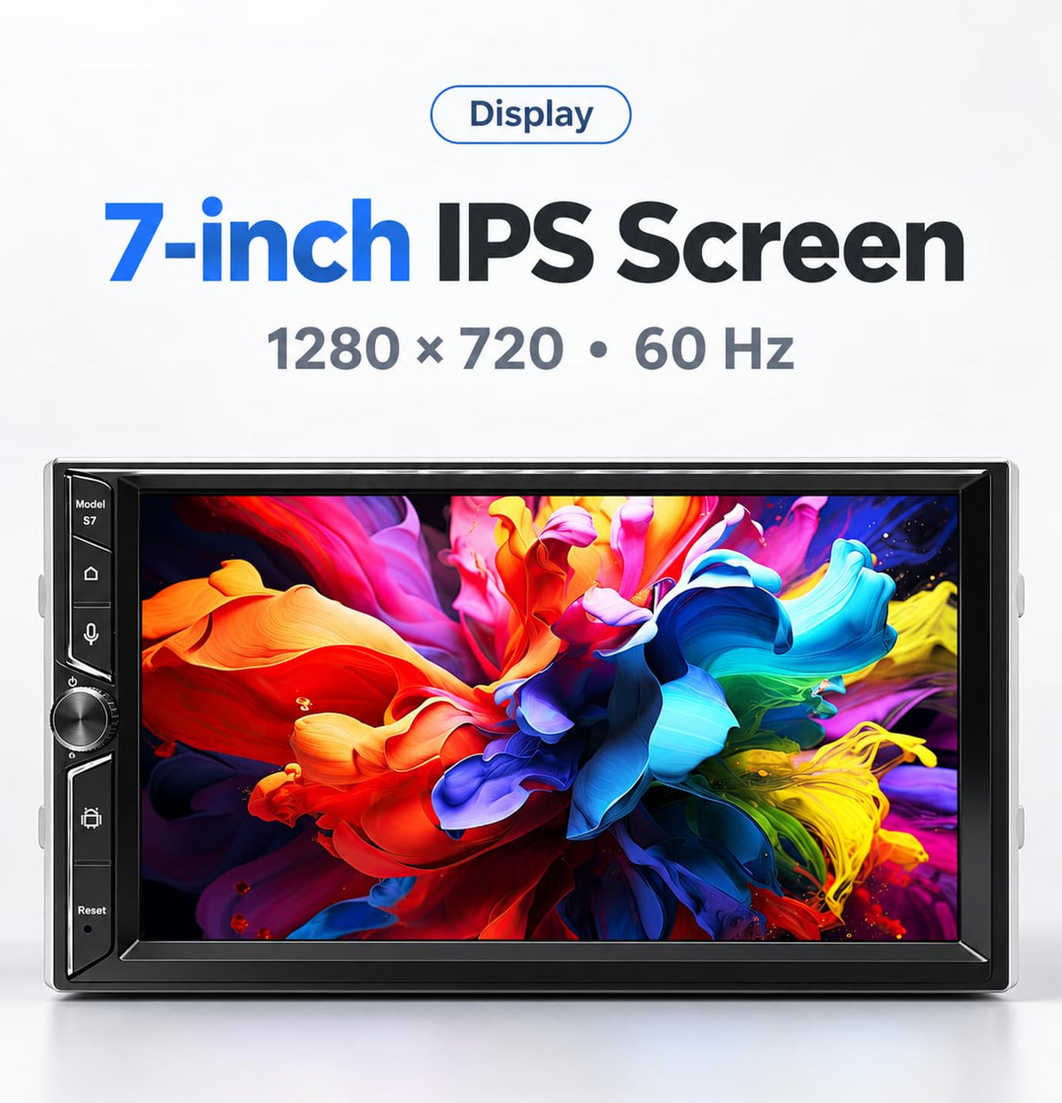 Double Din Car Stereo, 7" QLED Touchscreen 1280×720, 2GB RAM 64GB ROM