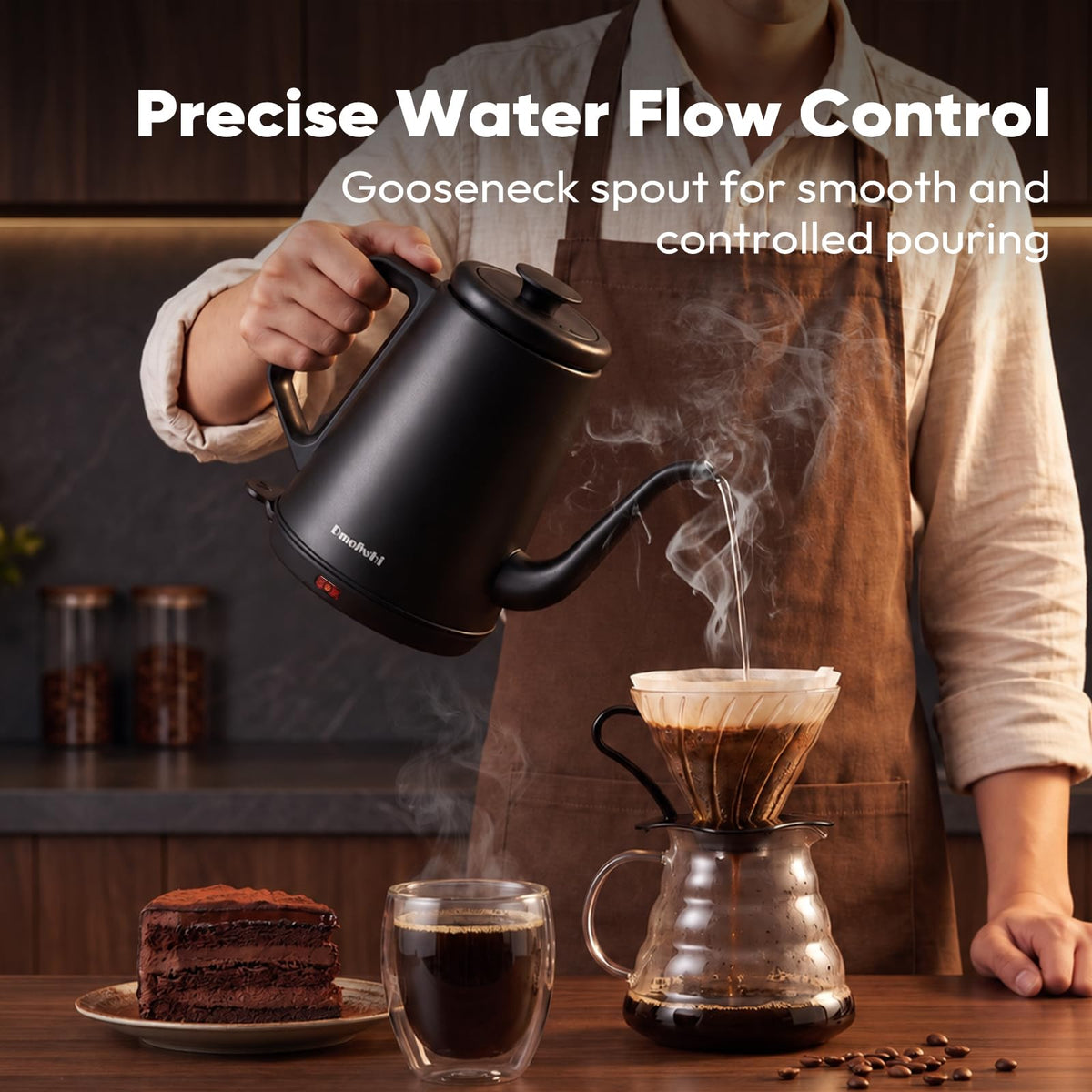 DmofwHi Gooseneck Electric Kettle(1.0L), 100% Stainless Steel BPA Free Classic Pour Over Coffee Kettle | Tea Kettle - Green