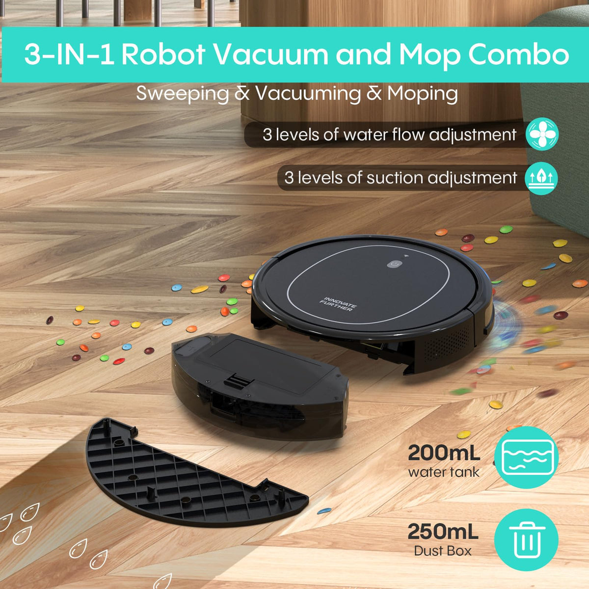 Robot Vacuum and Mop Combo, 6000Pa Powerful Suction, LiDAR, Self-Emptying