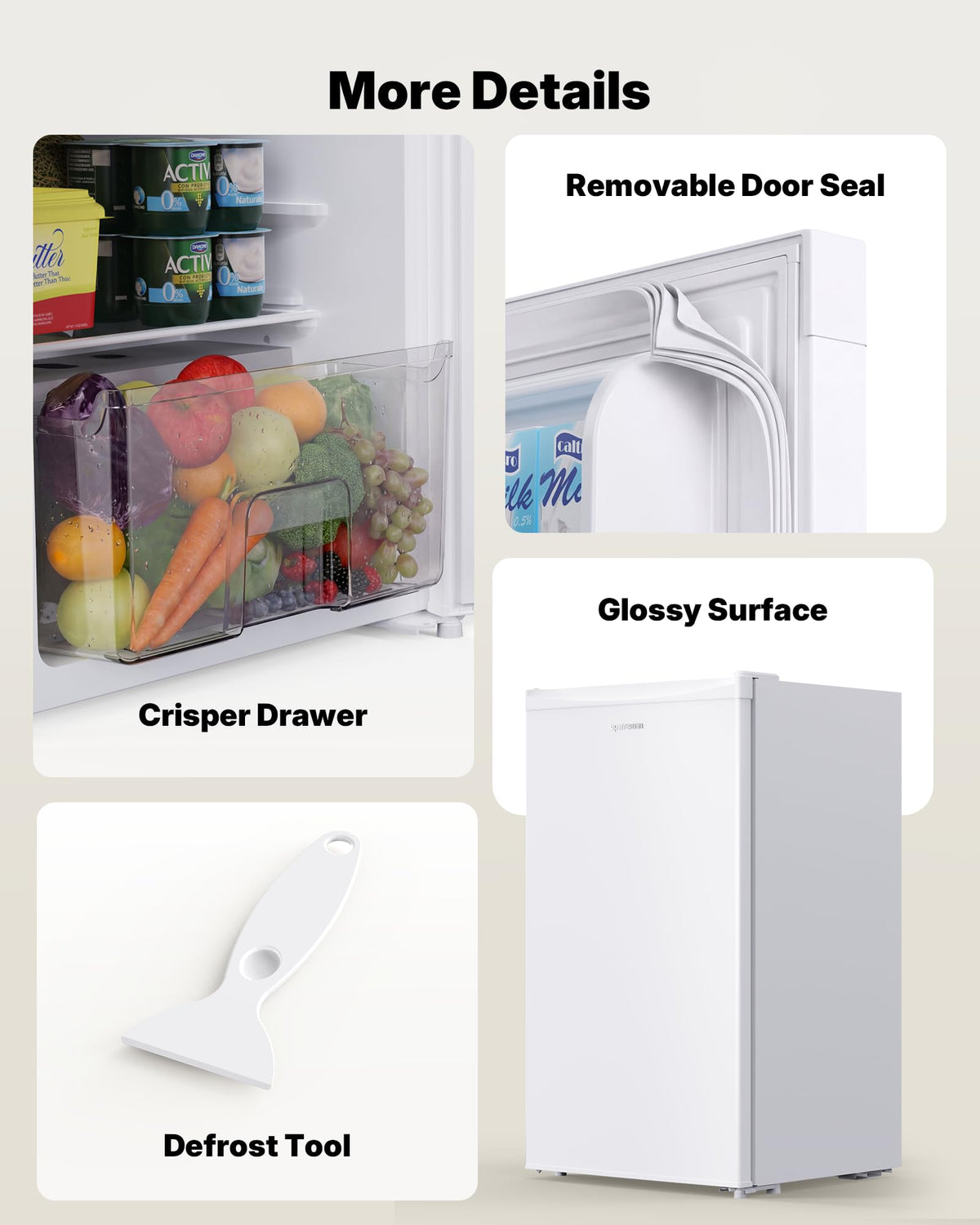 Upstreman 3.2 Cu.Ft Mini Fridge with Freezer, Black-BR321