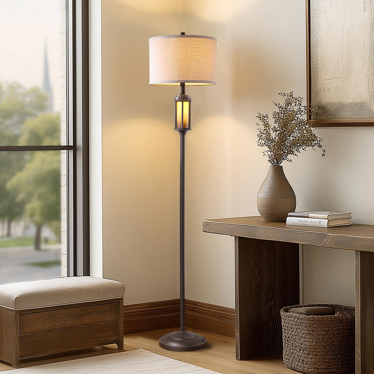AIEAMPDO 65'' Farmhouse Floor Lamp for Living Room with 2 Light Sources
