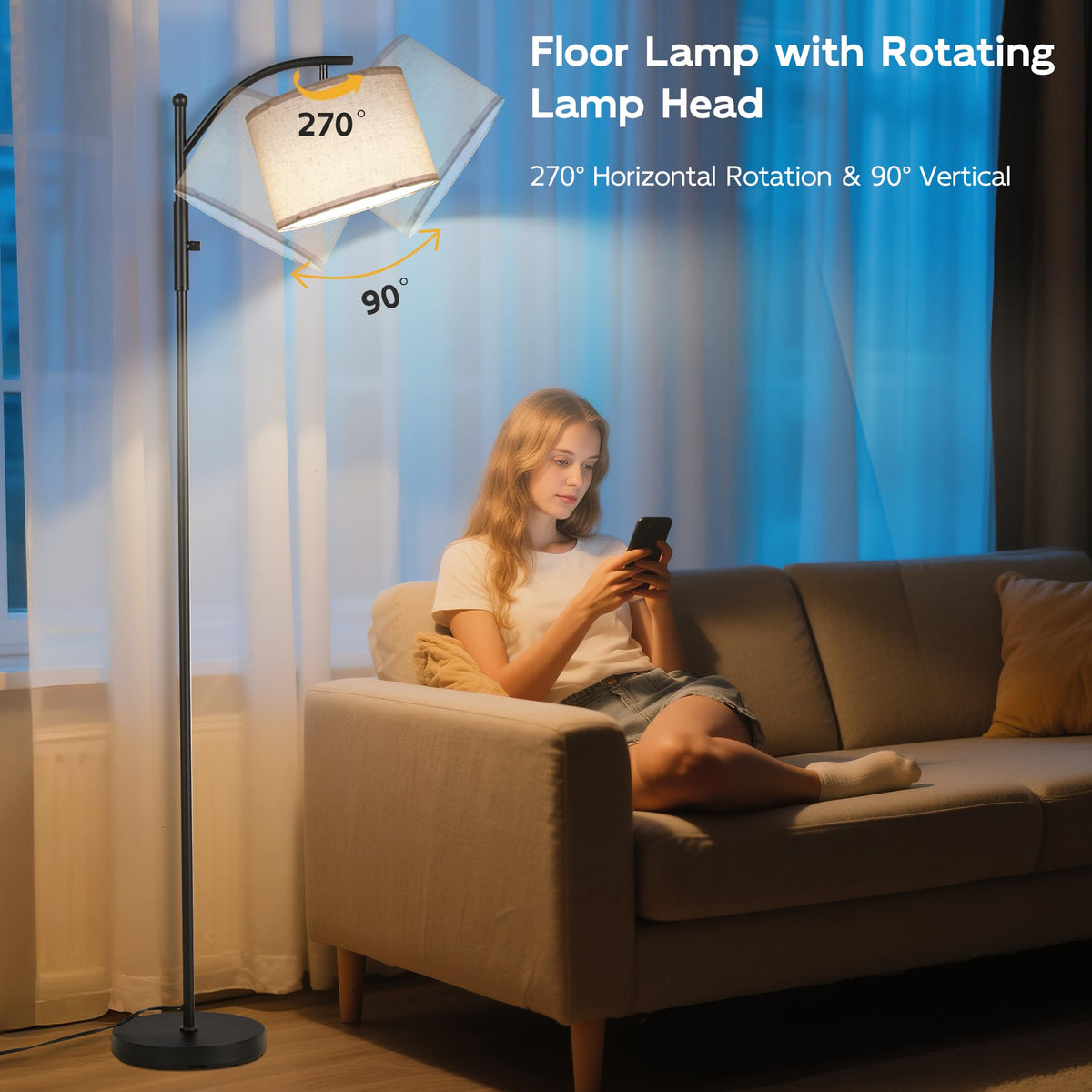SUNMORY Arc Floor Lamp, Modern Floor Lamp with 3 Color Temperatures Bulb