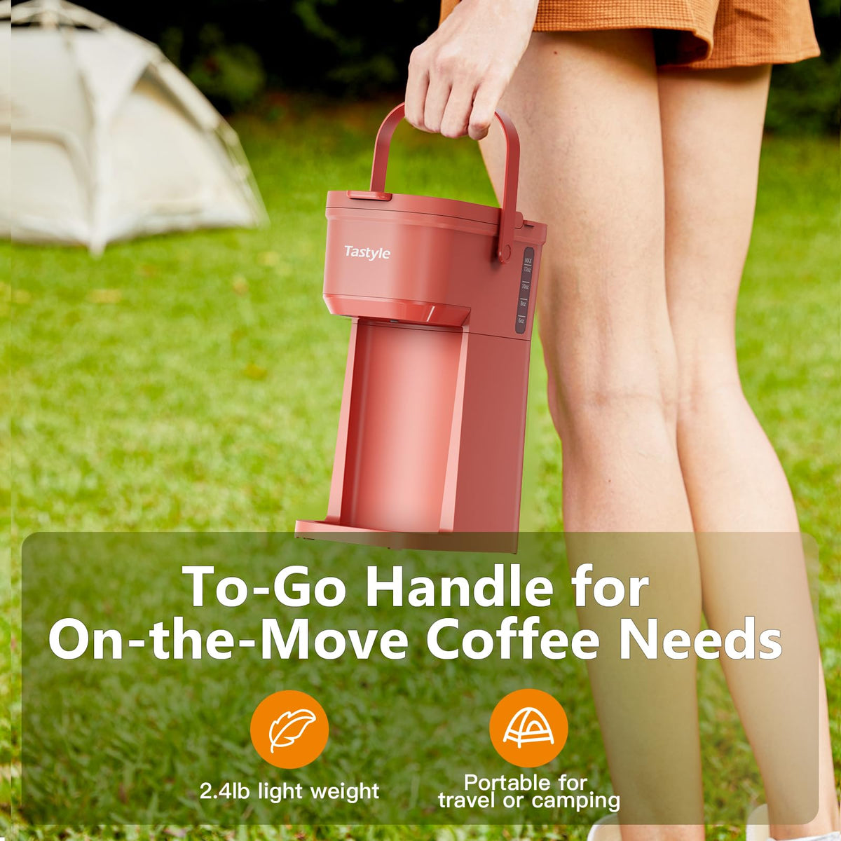 Tastyle Mini Single Serve Coffee Maker for K Cups and Grounds with Handle