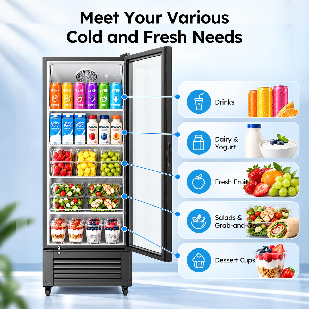 Commercial Refrigerators, 14.8 Cu.Ft Beverage Fridge with Glass Door
