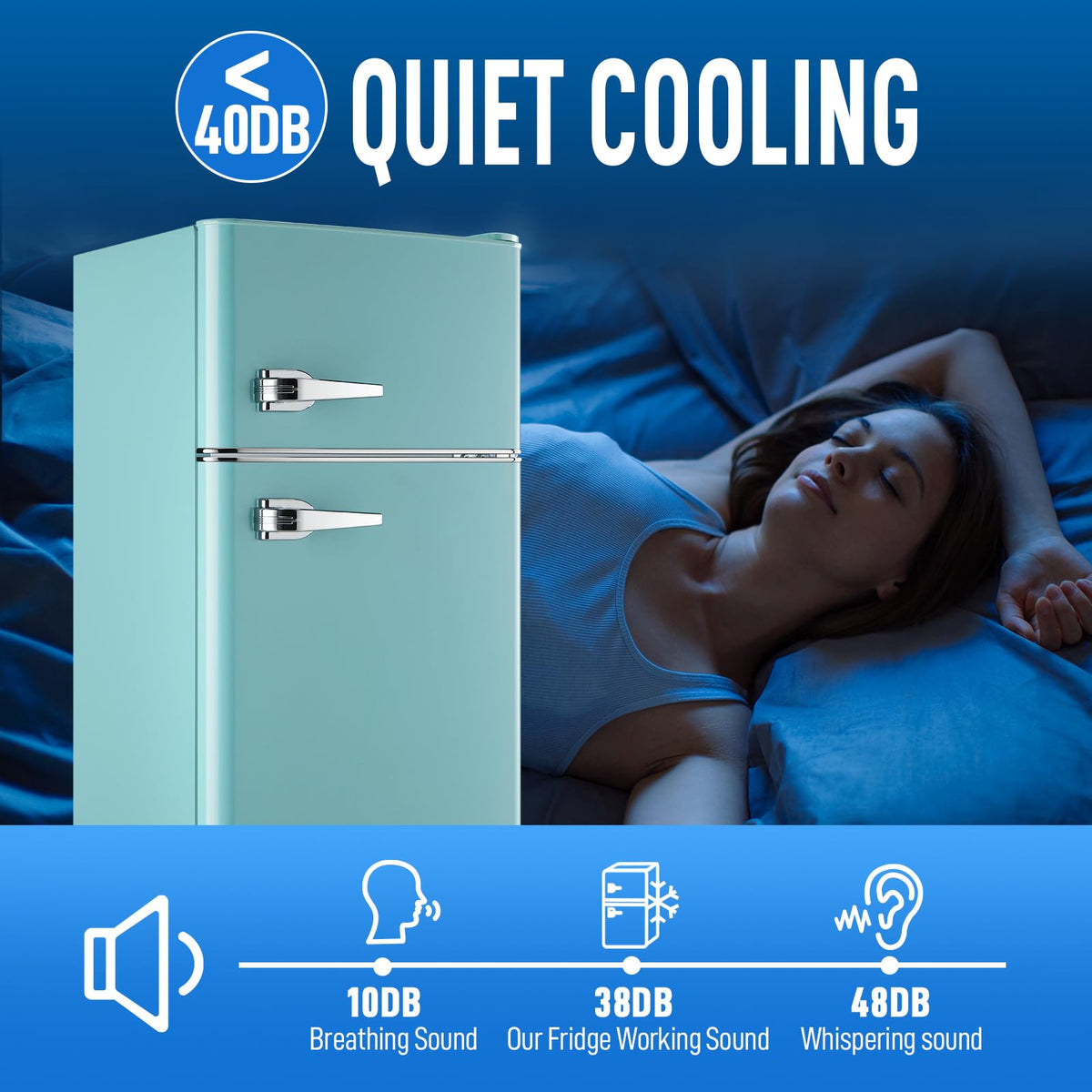 Mini Fridge with Freezer, 3.5 cubic feet 2- Doors Small Refrigerator Features 7 Gear Mechanical Control, Side Bottle Rack, Ideal for Dorm, Kitchen, Apartment, Office, Silver